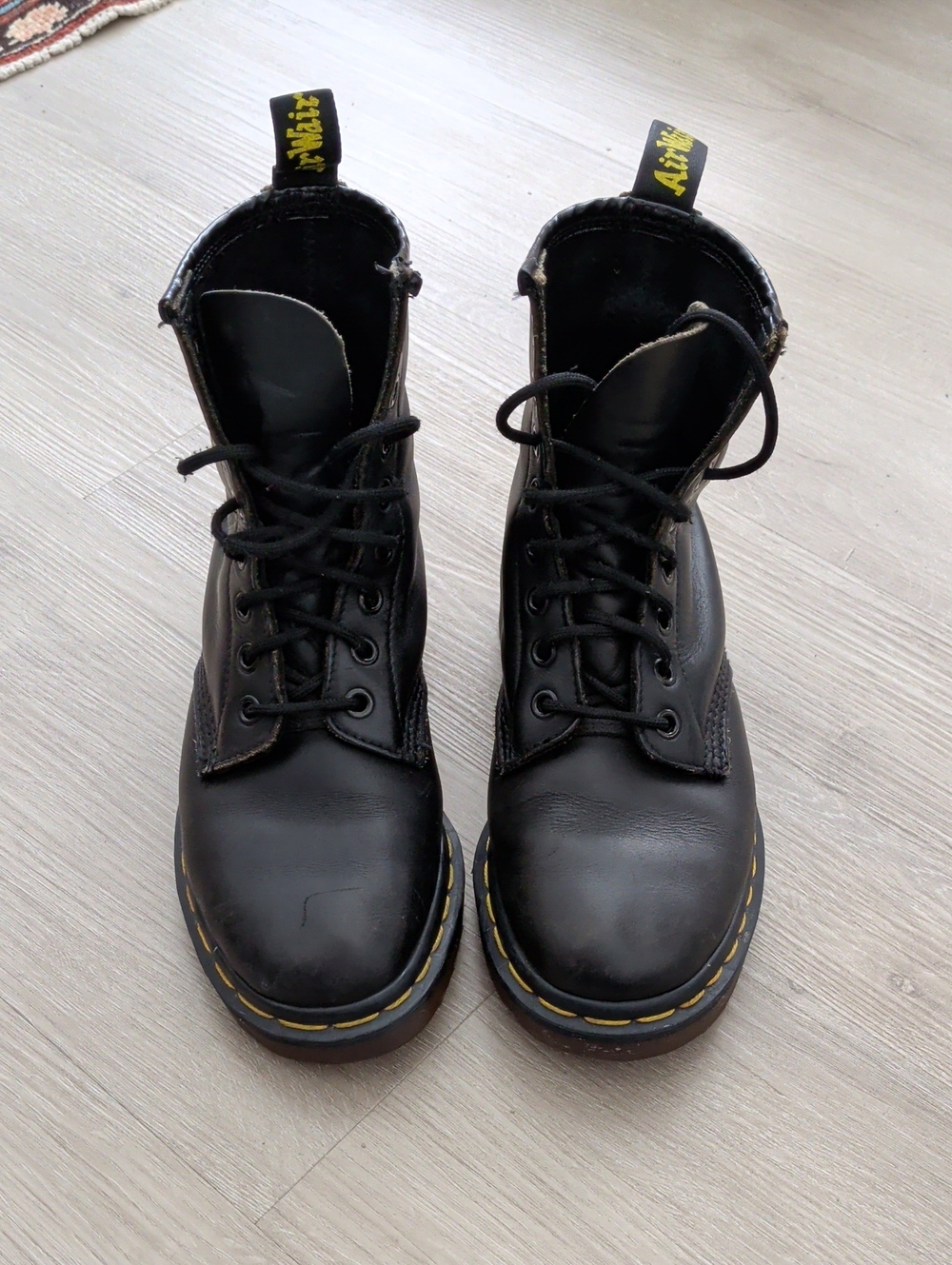 Black Doc Marten's Air Wair Women's Lace-Up Leather Combat Boots